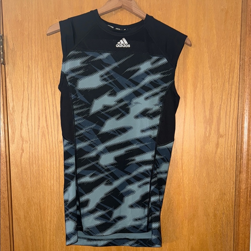 Adidas Black and Blue Camouflage Sleeveless Top